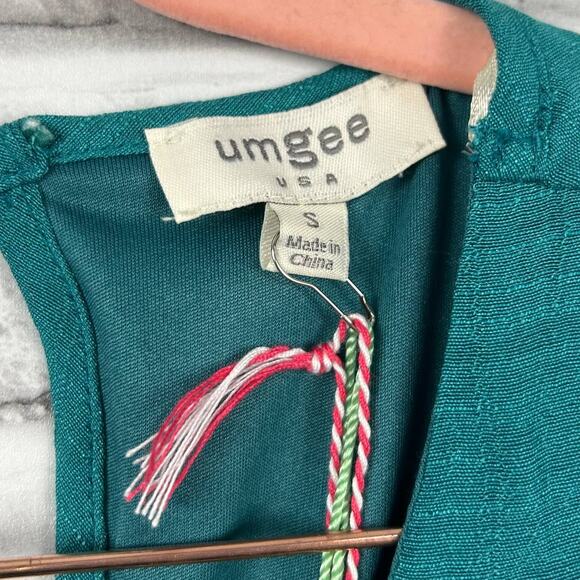Umgee Gauzey V Neck Flutter Sleeve Mini Dress Teal Sz S NEW - Picture 3 of 8